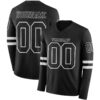 LongSleeve0408 Custom Black White Long Sleeve Authentic Football Jersey