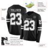 Custom Black White Long Sleeve Authentic Football Jersey