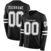 Custom Black White Long Sleeve Authentic Football Jersey
