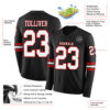 Custom Black White-Red Long Sleeve Authentic Football Jersey