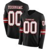 Custom Black White-Red Long Sleeve Authentic Football Jersey