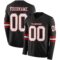 LongSleeve0410 Custom Black White-Red Long Sleeve Authentic Football Jersey