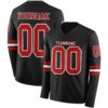 Custom Black Red-White Long Sleeve Authentic Football Jersey