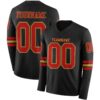 Custom Black Red-Old Gold Long Sleeve Authentic Football Jersey