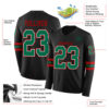 Custom Black Kelly Green White-Red Long Sleeve Authentic Football Jersey