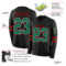 LongSleeve0414-1 Custom Black Kelly Green White-Red Long Sleeve Authentic Football Jersey