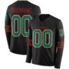 Custom Black Kelly Green White-Red Long Sleeve Authentic Football Jersey