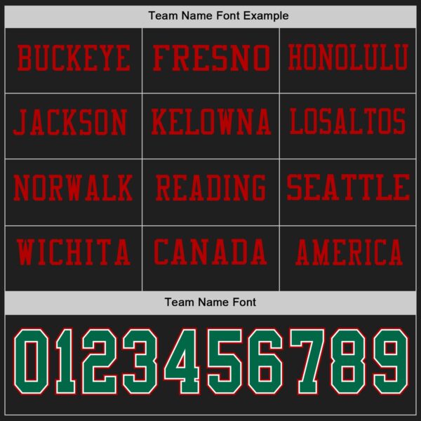 Custom Black Kelly Green White-Red Long Sleeve Authentic Football Jersey