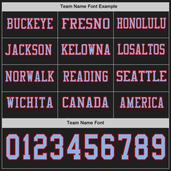 Custom Black Light Blue-Red Long Sleeve Authentic Football Jersey