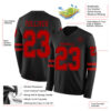 Custom Black Red Long Sleeve Authentic Football Jersey