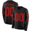 Custom Black Red Long Sleeve Authentic Football Jersey