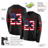 Custom Black USA Flag-Red Long Sleeve Authentic Football Jersey