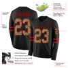 Custom Black Camo-Red Long Sleeve Authentic Football Jersey