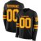 LongSleeve0422 Custom Black Yellow-Orange Long Sleeve Authentic Football Jersey