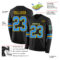 LongSleeve0423-1 Custom Black Powder Blue-Yellow Long Sleeve Authentic Football Jersey