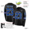 LongSleeve0424-1 Custom Black Royal-White Long Sleeve Authentic Football Jersey