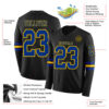 Custom Black Royal-Yellow Long Sleeve Authentic Football Jersey