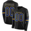 Custom Black Royal-Yellow Long Sleeve Authentic Football Jersey