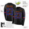 Custom Black Royal-Orange Long Sleeve Authentic Football Jersey
