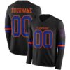 Custom Black Royal-Orange Long Sleeve Authentic Football Jersey