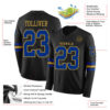 Custom Black Royal-Old Gold Long Sleeve Authentic Football Jersey
