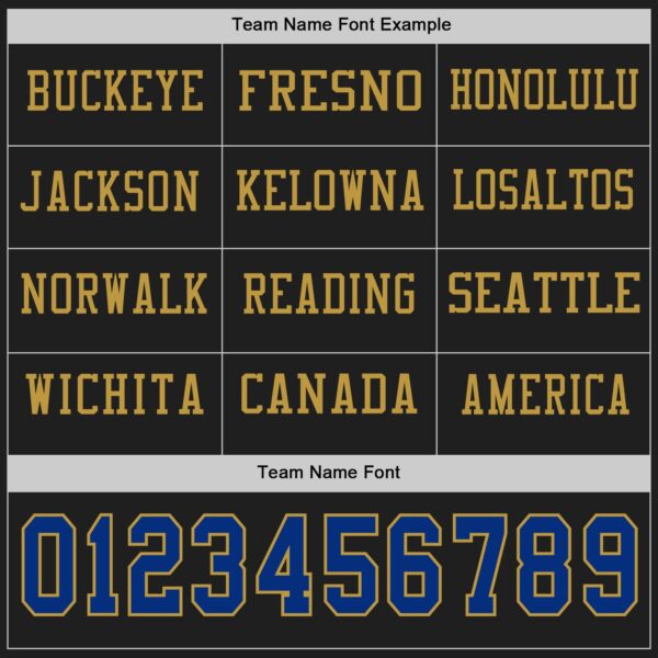 Custom Black Royal-Old Gold Long Sleeve Authentic Football Jersey