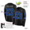 LongSleeve0428-1 Custom Black Royal-Gray Long Sleeve Authentic Football Jersey