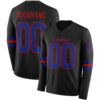 Custom Black Royal-Red Long Sleeve Authentic Football Jersey