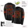 Custom Black Orange Long Sleeve Authentic Football Jersey