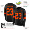 Custom Black Orange Long Sleeve Authentic Football Jersey