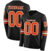 Custom Black Orange-White Long Sleeve Authentic Football Jersey
