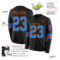 LongSleeve0435-1 Custom Black Powder Blue-Orange Long Sleeve Authentic Football Jersey