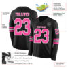 Custom Black Pink-White Long Sleeve Authentic Football Jersey