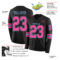 LongSleeve0437-1 Custom Black Pink-Light Blue Long Sleeve Authentic Football Jersey