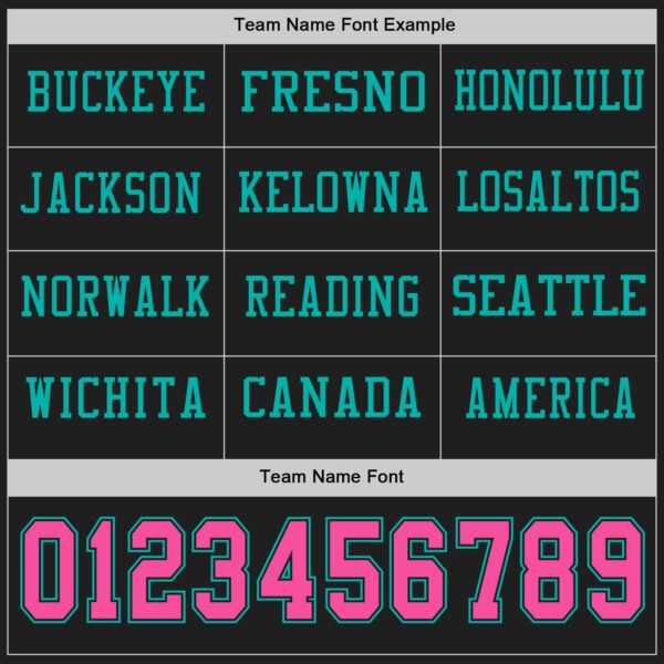 Custom Black Pink-Aqua Long Sleeve Authentic Football Jersey