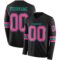 LongSleeve0440 Custom Black Pink-Aqua Long Sleeve Authentic Football Jersey