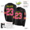 LongSleeve0441-1 Custom Black Pink-Light Yellow Long Sleeve Authentic Football Jersey