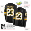 Custom Black White-Gold Long Sleeve Authentic Football Jersey