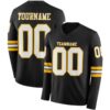 Custom Black White-Gold Long Sleeve Authentic Football Jersey