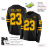 Custom Black Gold Long Sleeve Authentic Football Jersey