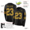 LongSleeve0449-1 Custom Black Old Gold Long Sleeve Authentic Football Jersey