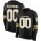 LongSleeve0450 Custom Black White-Old Gold Long Sleeve Authentic Football Jersey