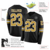Custom Black Old Gold-White Long Sleeve Authentic Football Jersey