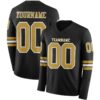 LongSleeve0451 Custom Black Old Gold-White Long Sleeve Authentic Football Jersey