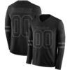 Custom Black Steel Gray Long Sleeve Authentic Football Jersey