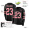 LongSleeve0453-1 Custom Black Medium Pink-Steel Gray Long Sleeve Authentic Football Jersey