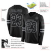 Custom Black Gray Long Sleeve Authentic Football Jersey