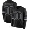 Custom Black Gray Long Sleeve Authentic Football Jersey