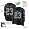 Custom Black Gray Long Sleeve Authentic Football Jersey