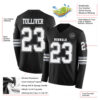 Custom Black White-Gray Long Sleeve Authentic Football Jersey
